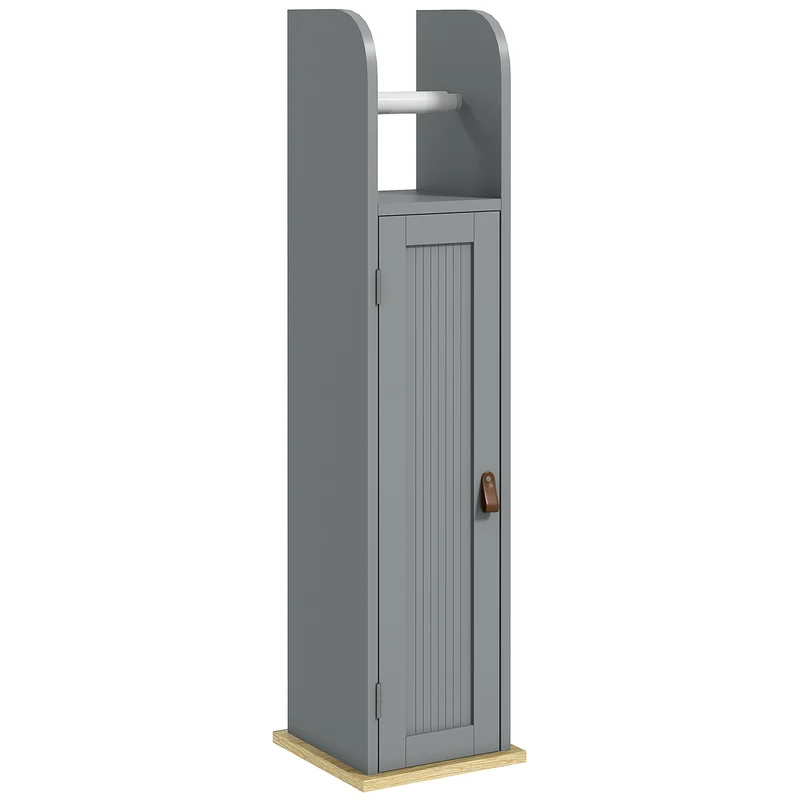 Meuble porte-papier colonne 20 x 20 x 80 cm gain de place placard étagères réglables style épuré contemporain en MDF gris 21_0001958