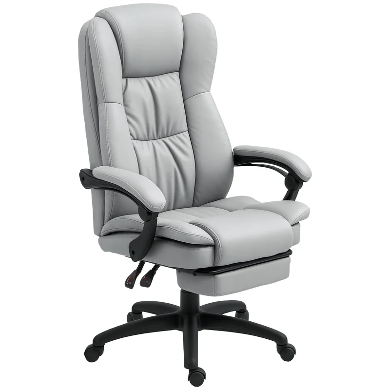 Fauteuil de bureau massant 68,5 x 68,5 x 113-121 cm massage et assise pivotante 360° moderne contemporain en PU gris 21_0006212
