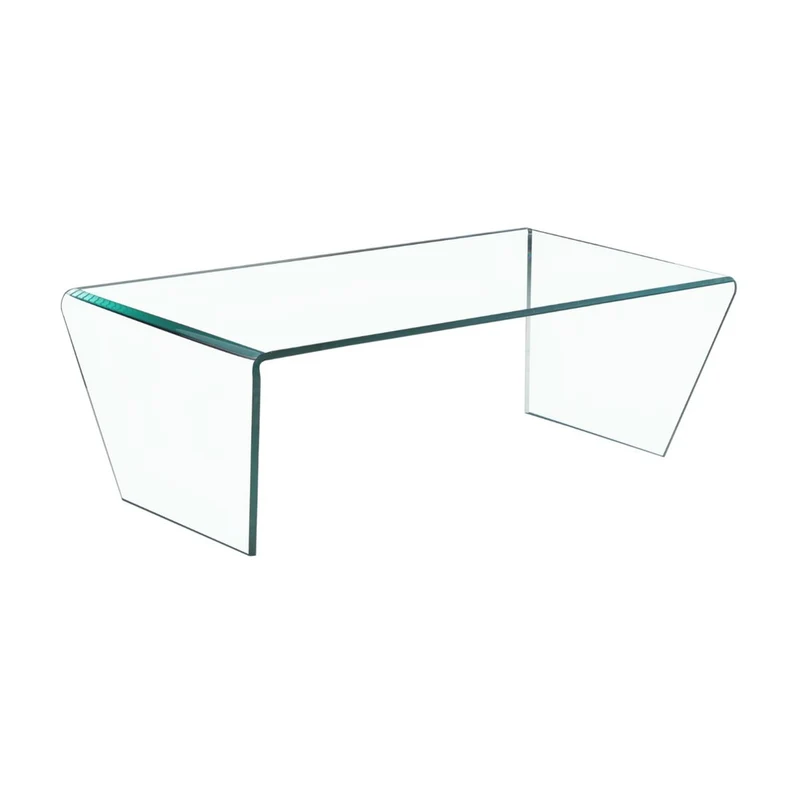 Table basse 120 cm en verre trempé transparent