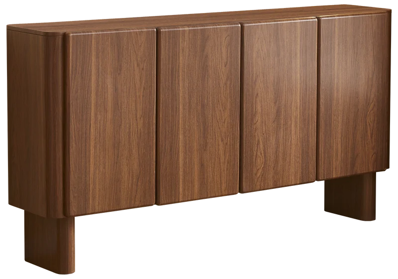 Buffet 4 portes noyer Japandi - Oris