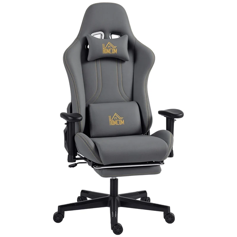 Fauteuil de jeu ergonomique 72 x 76 x 132 cm dossier inclinable 135° accoudoirs 3d design moderne en suède gris foncé 21_0006306