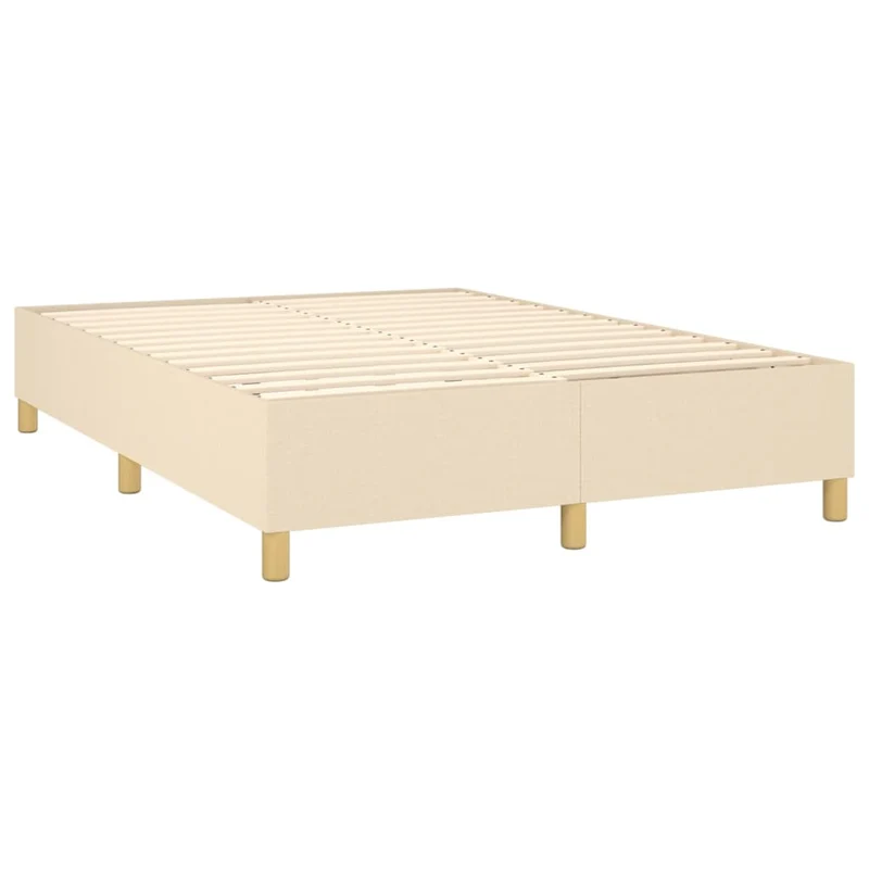 Sommier à lattes sur pieds cadre de lit 140x200 cm tissu crème TDL0207264
