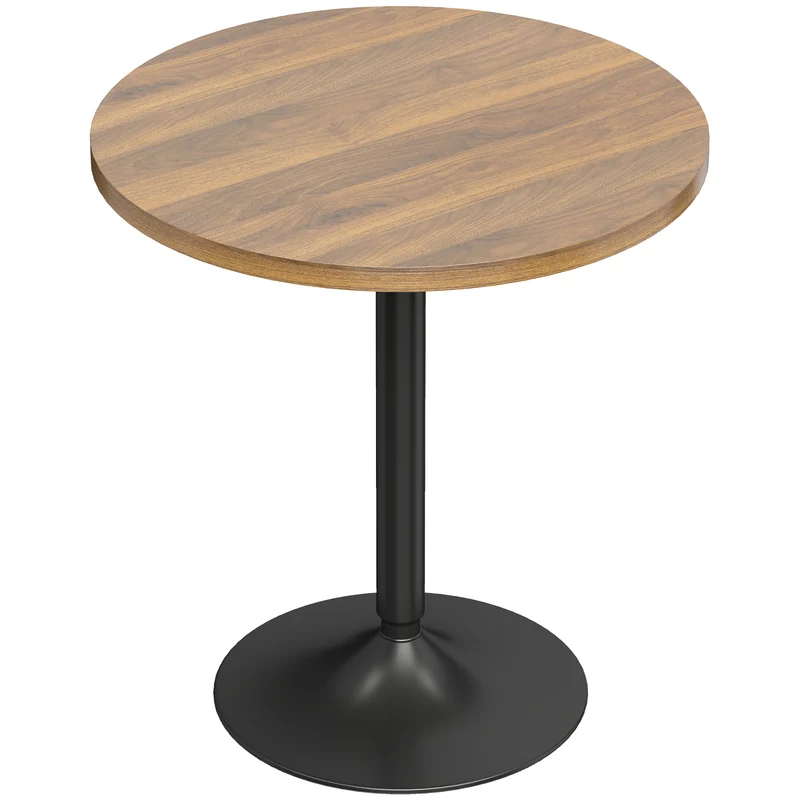 Table de bar ronde mange-debout 60 x 60 x 73 cm stable antidérapante pour petits espaces moderne épuré en bois noyer 21_0003373