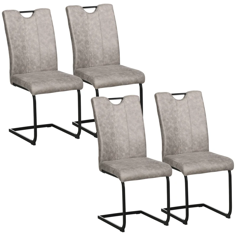 Lot de 4 chaises de salle à manger 43 x 58.5 x 99.5 cm assise rembourrée contemporain scandinave en microfibre marron 21_0002259