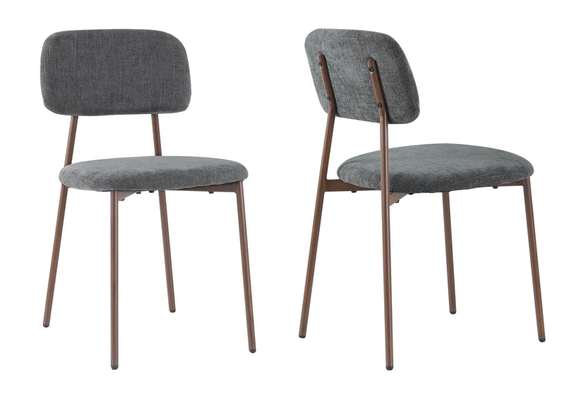 Chaise salle à manger tissu anthracite pieds noyer - Vika x4