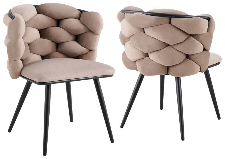 Chaise de table velours taupe pieds noirs - Cloud x2