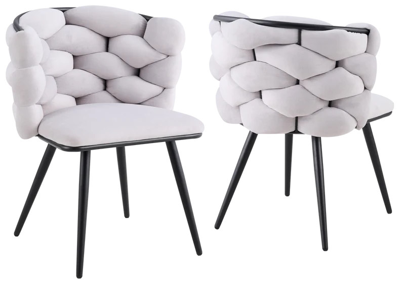 Chaise de table velours gris pieds noirs - Cloud x2
