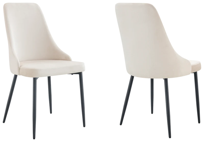Chaise de table velours beige pieds noirs - Sena x4