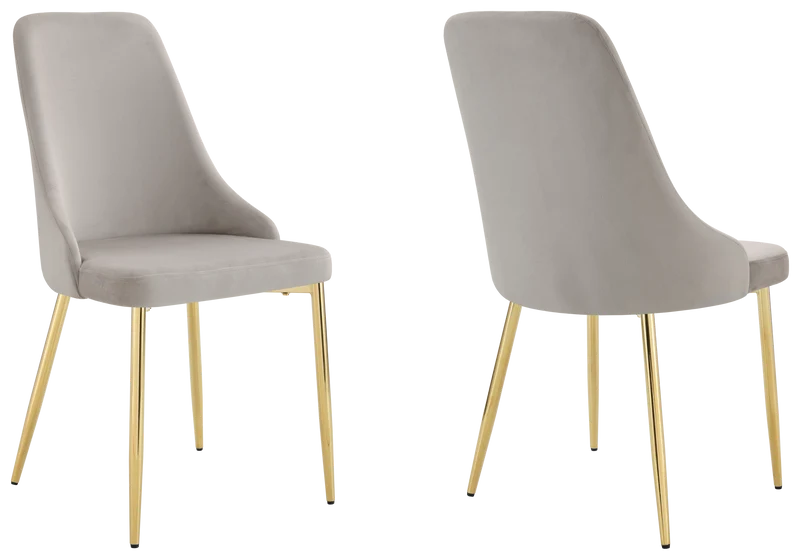 Chaise de table velours taupe pieds dorés - Sena x4