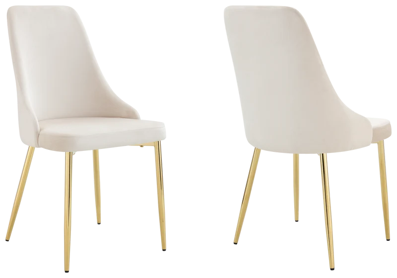 Chaise de table velours beige pieds dorés - Sena x4