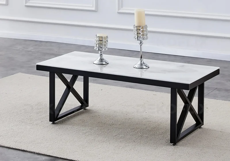 Table basse noire marbre blanc - Clara