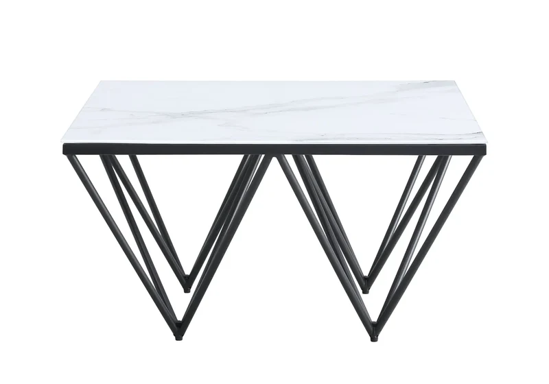 Table basse carrée noire marbre blanc - Gusta
