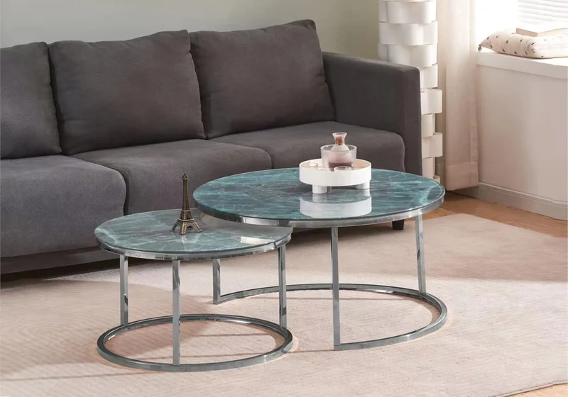 Tables gigognes marbre gris - Orea
