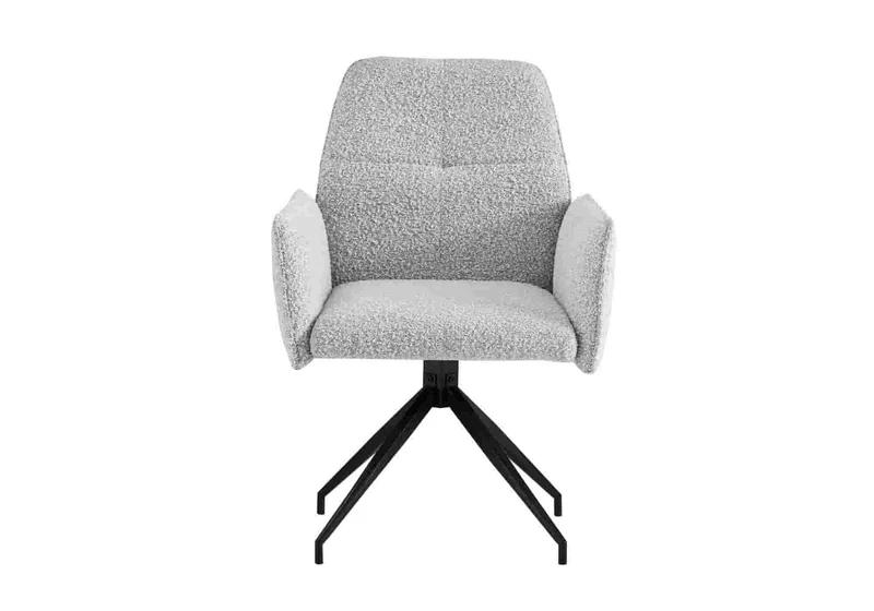 Fauteuils de table en bouclette grise pivotants - Maty x2
