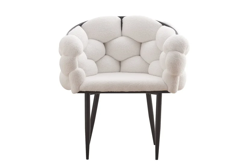 Fauteuil de table tweed blanc pieds noirs - Cloud x2