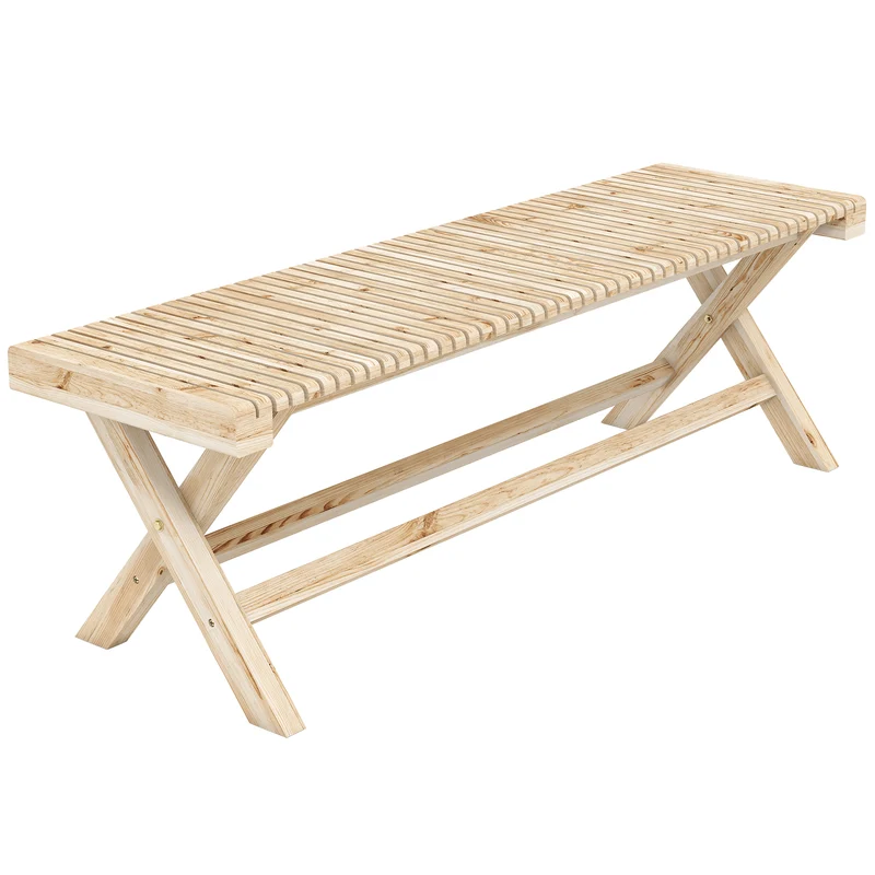 Banc de jardin assise à lattes 140 x 40 x 43 cm 2 places support 240 kg design rustique pour terrasse en bois naturel 21_0005735