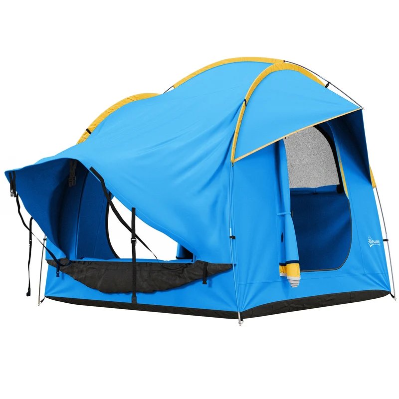 Tente de voiture pour suv hayon 5-6 personnes 239 x 210 x 210 cm imperméable trois portes moderne en polyester bleu 21_0006487