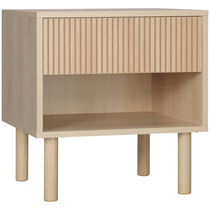 Table de chevet avec tiroir 47 x 47 x 50 cm rangement niche ouverte moderne épuré en panneau de particules bois naturel 21_0001512