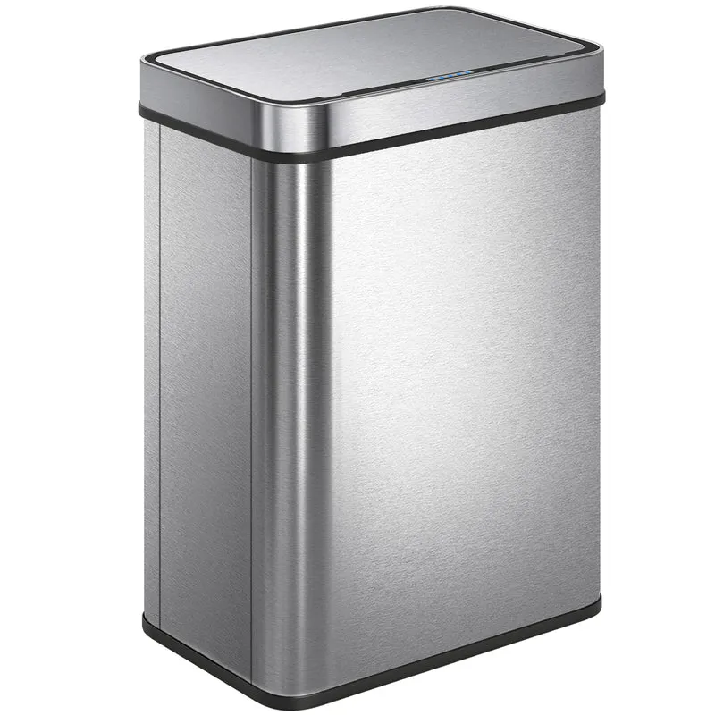 Poubelle à capteur pour cuisine 39 x 27 x 54 cm sans contact anti-odeurs design et moderne en acier inoxydable argenté 21_0005944