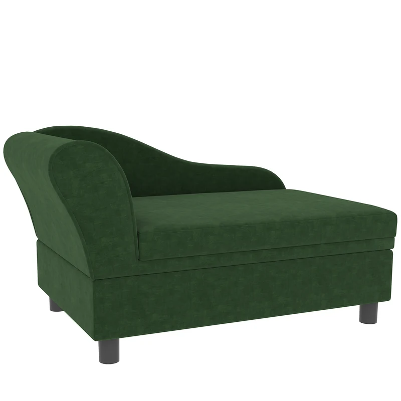 Canapé pour animaux intérieur 76 x 45 x 43 cm coffre de rangement assise amovible moderne scandinave en velours vert 21_0007344