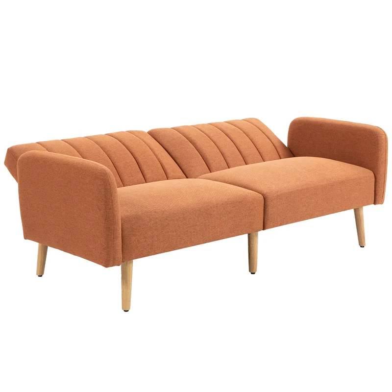 Canapé convertible 2 places 173 x 75 x 73 cm dossier inclinable 3 positions style scandinave épuré en polyester marron 21_0003045