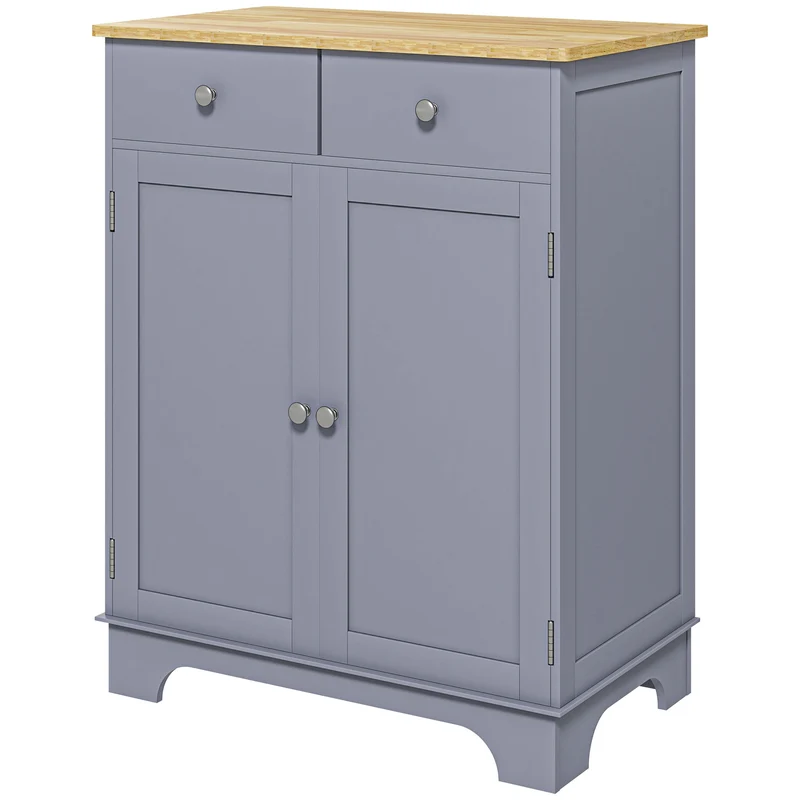 Buffet de rangement salon 68 x 40,3 x 85 cm capacité placards et tiroirs étagères réglables style scandinave en MDF gris 21_0002183