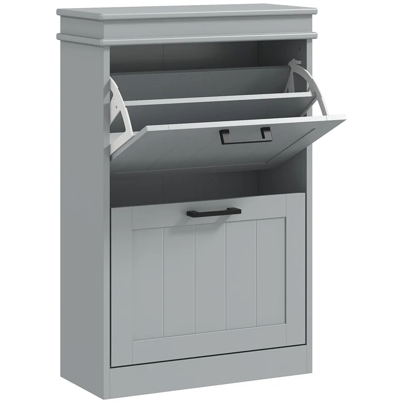 Meuble à chaussures entrée 54 x 24 x 82,5 cm étagères réglables anti-basculement compact moderne épuré mate en MDF gris 21_0002687