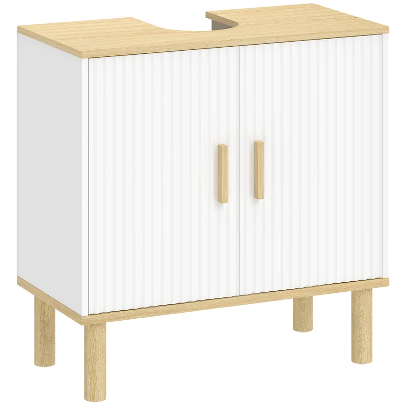 Meuble sous lavabo 60 x 30 x 61 cm étagère réglable rangement malin style moderne épuré en panneau de particules blanc 21_0002143
