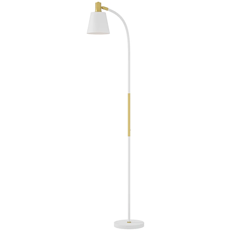 Lampadaire sur pied salon hauteur réglable 49 x 21 x 127-160 cm éclairage lecture orientable design épuré en métal blanc 21_0007043
