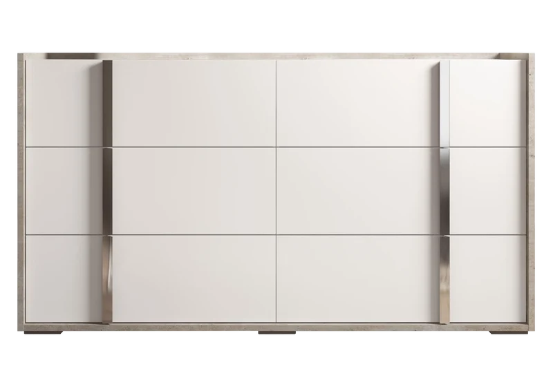 Commode 6 tiroirs blanc béton – Treviso