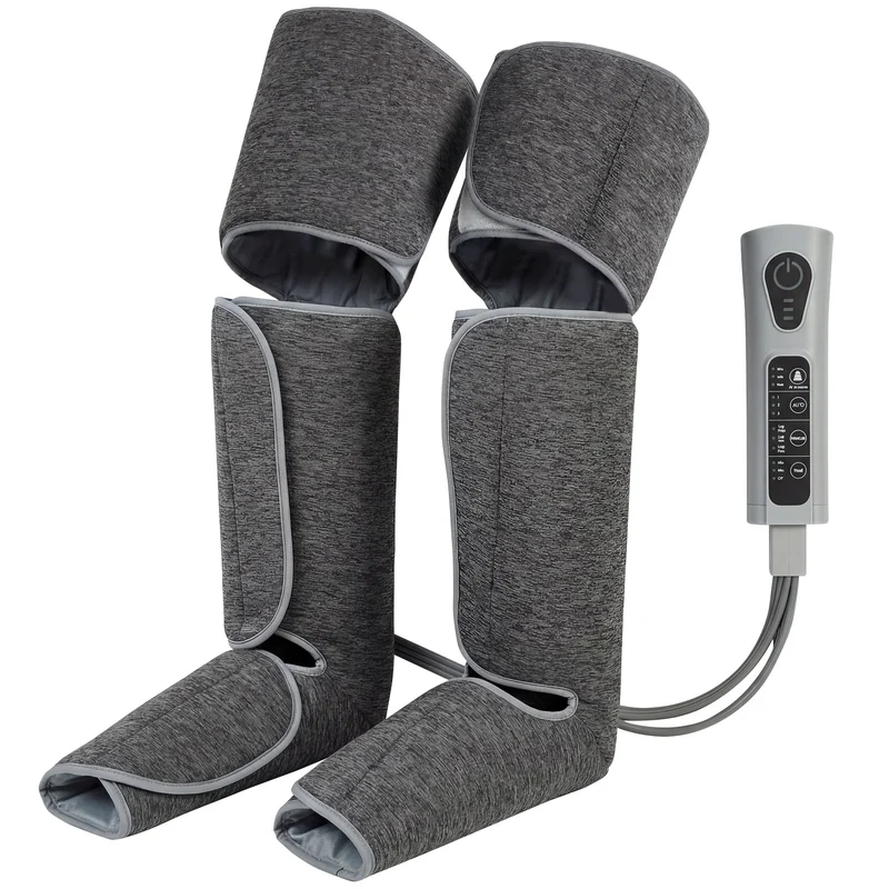 Masseur de jambes compression 360° 77 x 96 x 12 cm soulage et améliore circulation moderne épuré salon en tissu gris 21_0000837