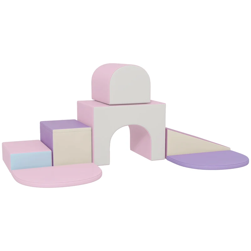 Lot de 7 blocs motricité salle de jeu chambre 170 x 130 x 40 cm stimulation motricité et créativité moderne en epe rose 21_0000724