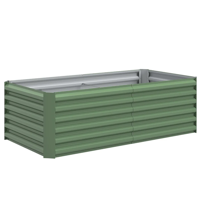 Jardinière surélevée de jardin 180 x 90 x 57,5 cm fond ouvert drainage antirouille moderne en acier galvanisé vert clair 21_0005610