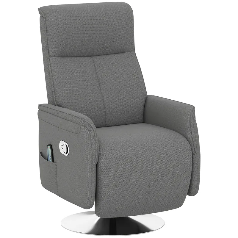 Fauteuil relax massant inclinable pivotant 68,5 x 77 x 117 cm massage 10 points dossier 135° contemporain en tissu gris 21_0000822
