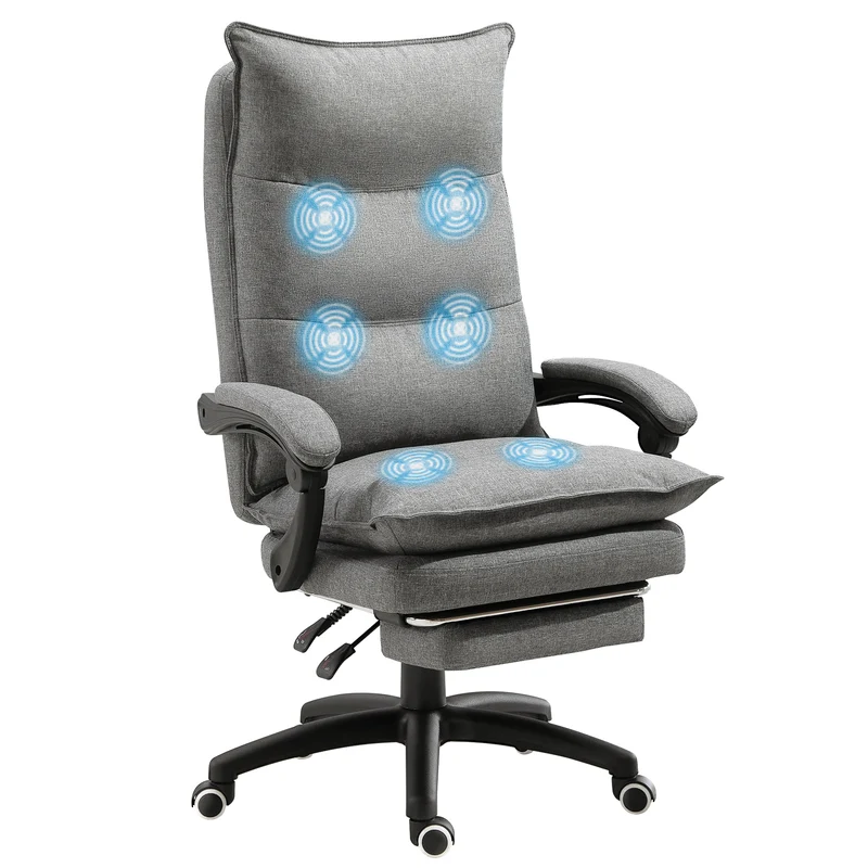 Fauteuil de bureau massant ergonomique 70 x 62 x 120 cm massage 6 points hauteur réglable moderne en polyester gris 21_0006173