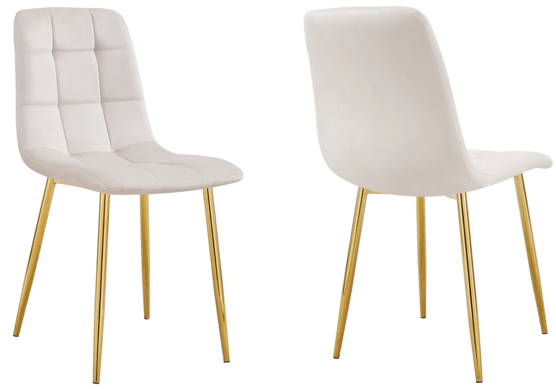 Chaises en velours beige capitonnées - Milan x4
