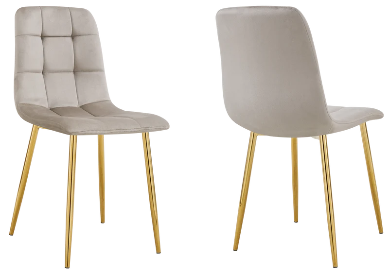Chaises en velours taupe capitonnées - Milan x4