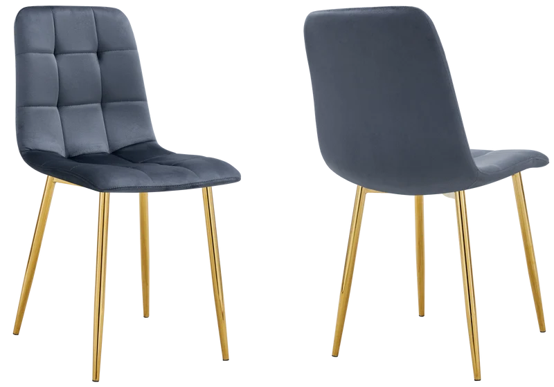 Chaises en velours anthracite capitonnées - Milan x4