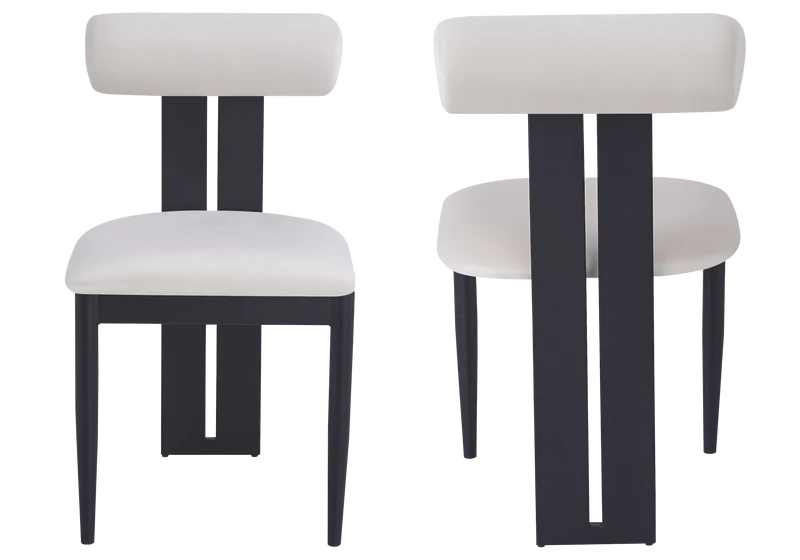 Chaise en velours beige et pieds noirs - Koto x2