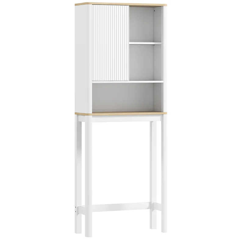 Meuble de rangement au-dessus des toilettes 65 x 25 x 170 cm gain de place étagère réglable moderne épuré en MDF blanc 21_0002060