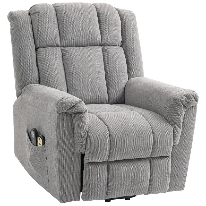 Fauteuil releveur électrique salon 85 x 91 x 104 cm massage chauffant lombaire contemporain cosy en chenille gris foncé 21_0000916