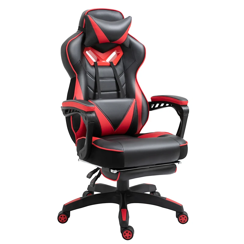 Fauteuil de bureau ergonomique 65 x 70 x 128 cm repose-pieds rétractable pivotant 360° design contemporain en PU noir 21_0006176