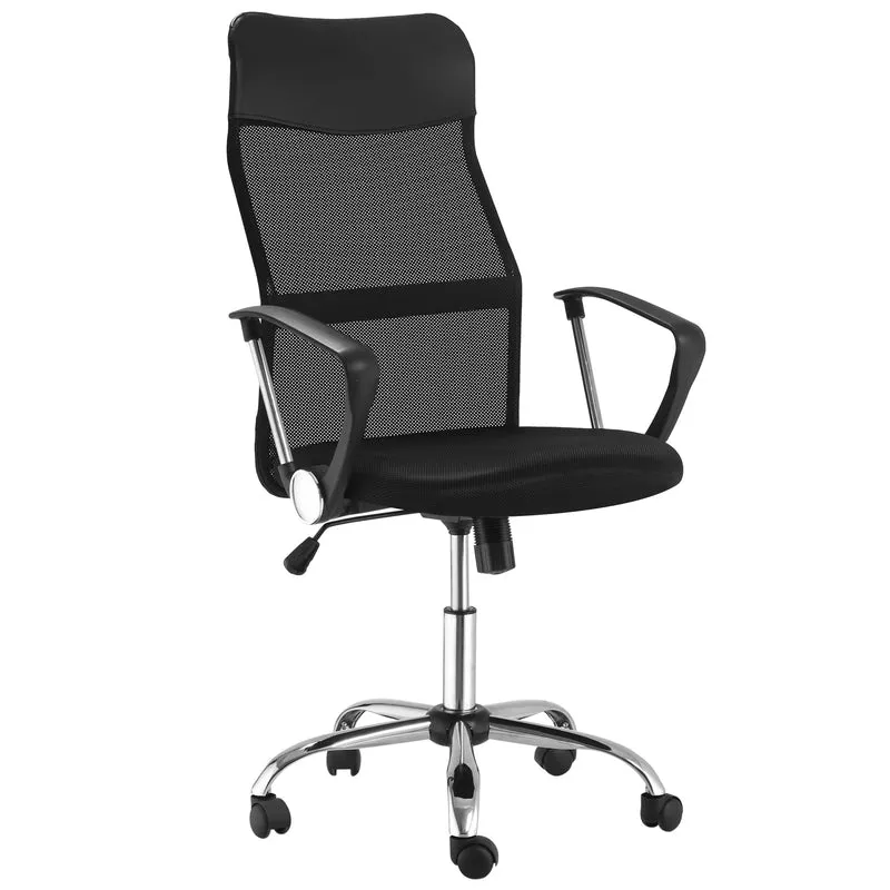 Fauteuil de bureau ergonomique 63 x 65 x 119 cm assise réglable grand confort design contemporain en tissu maille noir 21_0006442