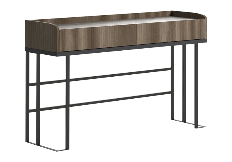 Coiffeuse bois rainuré marbre – Hexagon