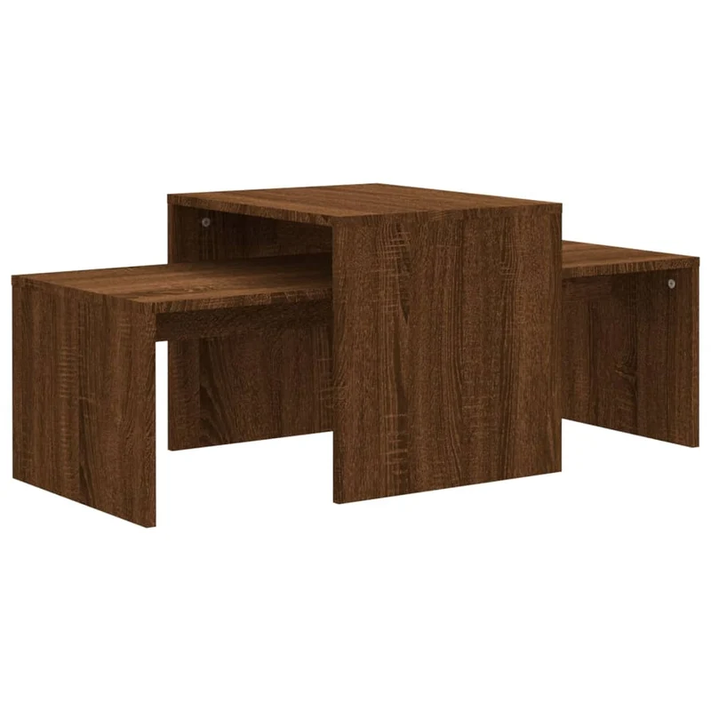 Ensemble de deux tables basse emboîtées ou indivudel 100 x 48 x 40cm bois d'ingénierie marron DEC031278