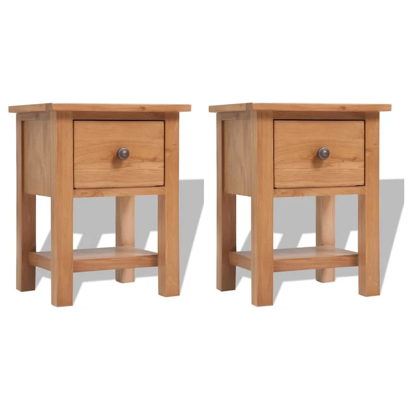 Lot de 2 tables de chevet avec tiroir et étagère 36 x 30 x 47 cm bois de chêne et MDF DEC034751