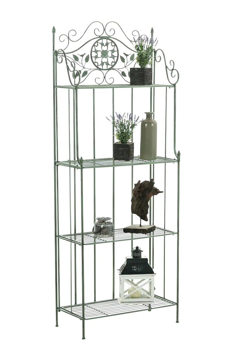 Étagère de rangement plantes chaussures cuisine 4 niveaux en métal 175x66x32 cm vert vieilli ETA10096