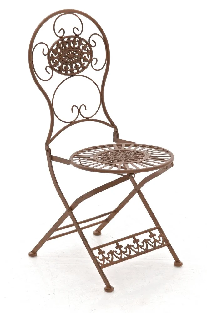 Chaise de jardin balcon terrasse pliable en métal marron vieilli 10_0003012