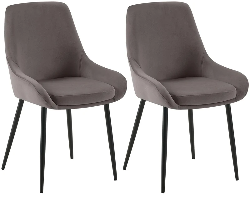 Lot de 2 chaises de salle à manger élégance confort design moderne en velours anthracite structure métallique noir 10_0007614