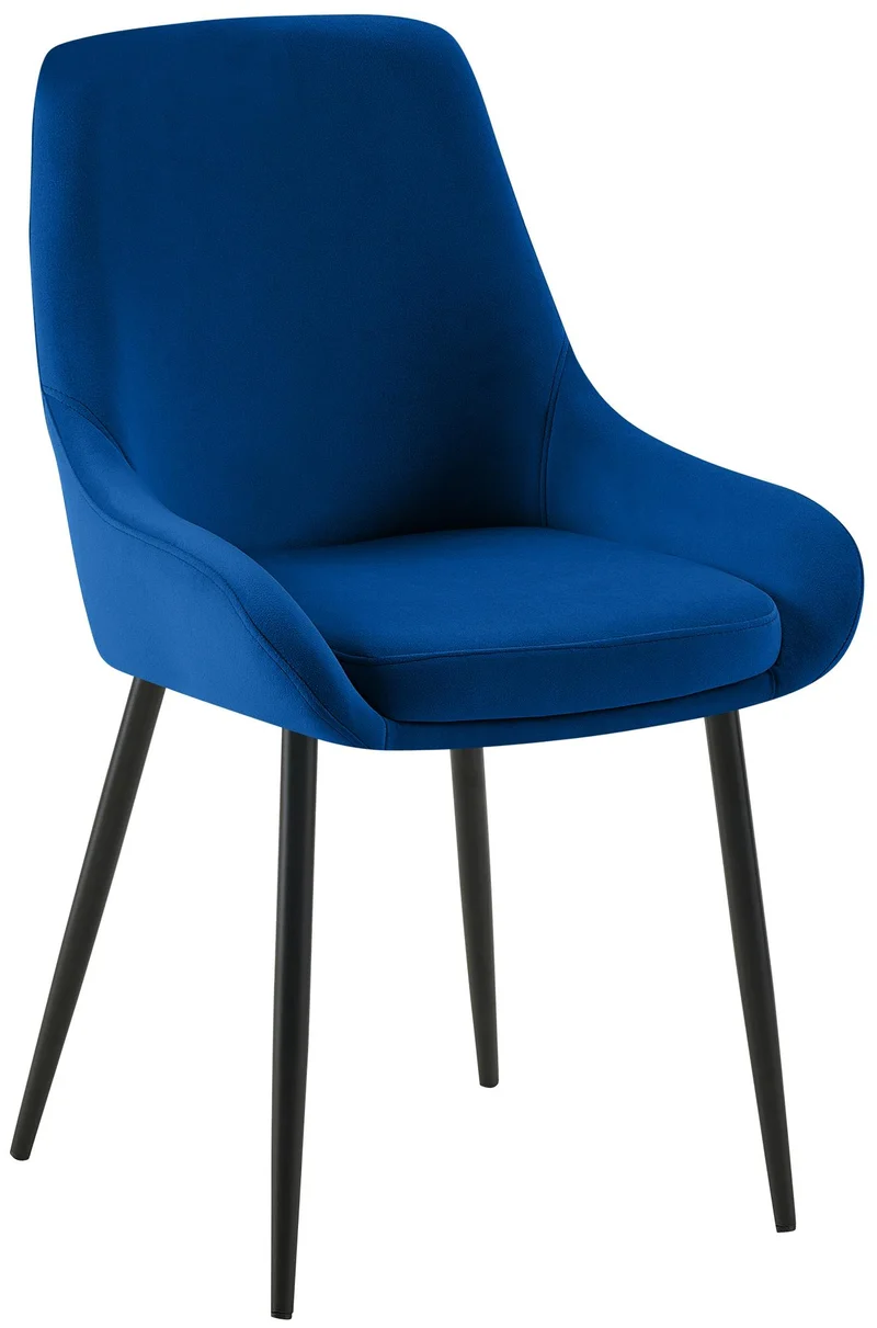Chaise de salle à manger élégance confort design moderne en velours bleu foncé structure métallique 10_0007147